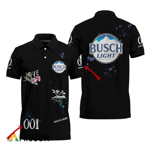 Customized Busch Light Black Mesh Graphic Polo Shirt