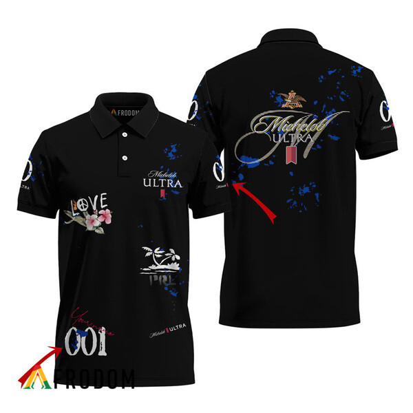 Customized Michelob ULTRA Black Mesh Graphic Polo Shirt