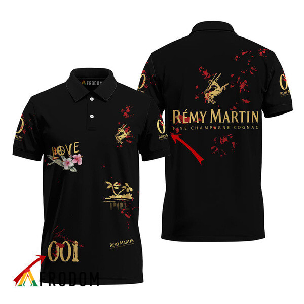Remy Martin Black Mesh Graphic Polo Shirt