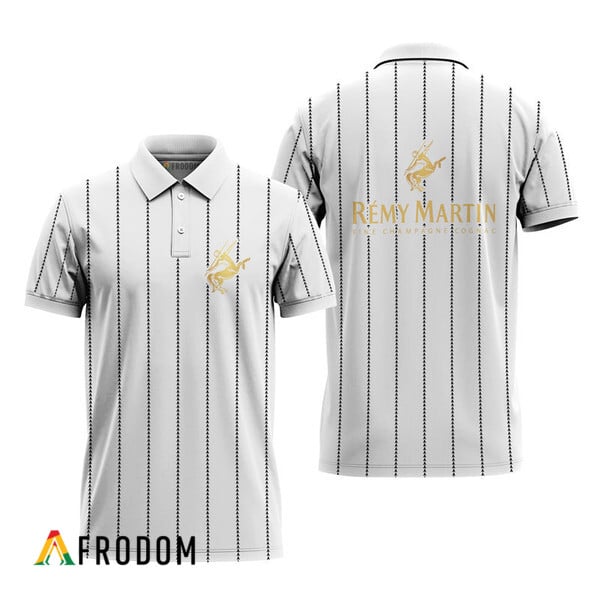 Remy Martin White Stripe Pattern Polo Shirt
