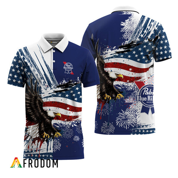 Pabst Blue Ribbon Fourth Of July Eagle Polo Shirt