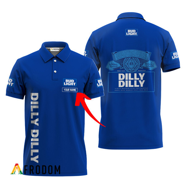 Personalized Bud Light Blue Dilly Dilly Polo Shirt