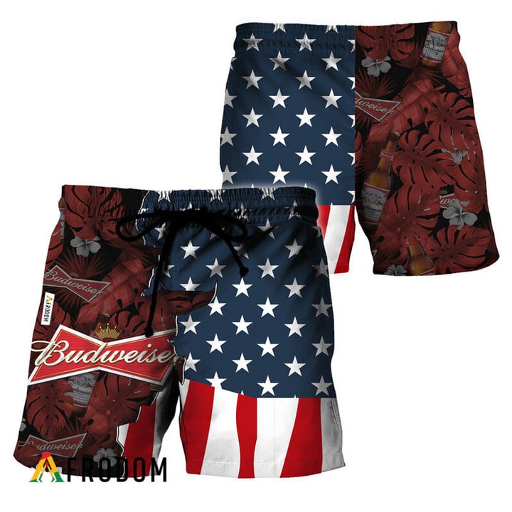 USA Tropical Flag Budweiser Hawaiian Shorts