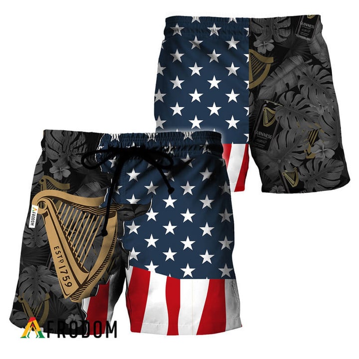USA Tropical Flag Guinness Beer Hawaiian Shorts