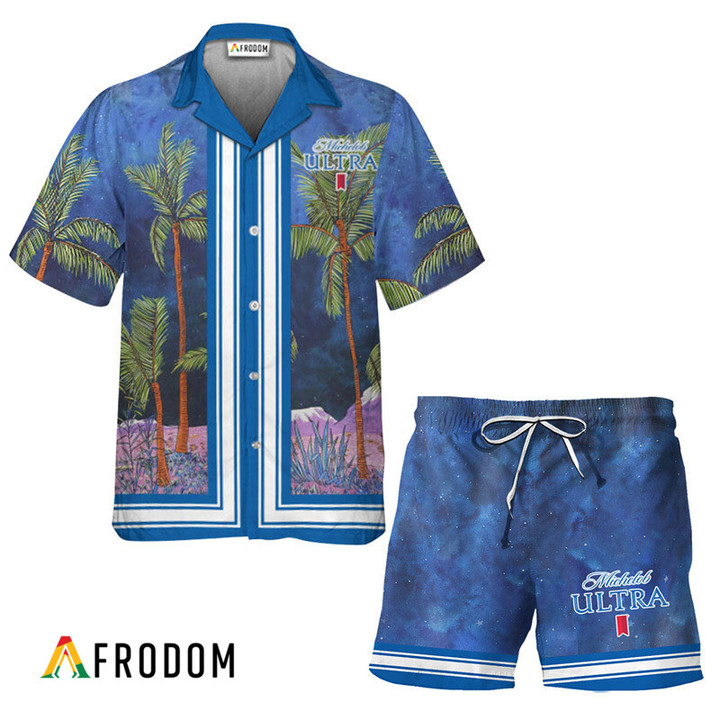 Michelob ULTRA Star Print Bermuda Hawaiian Shirt & Shorts Set