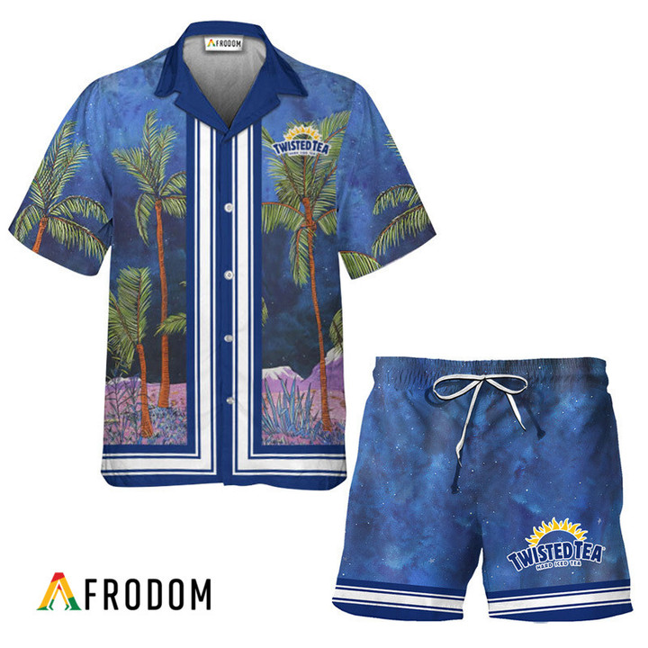 Twisted Tea Star Print Bermuda Hawaiian Shirt & Shorts Set