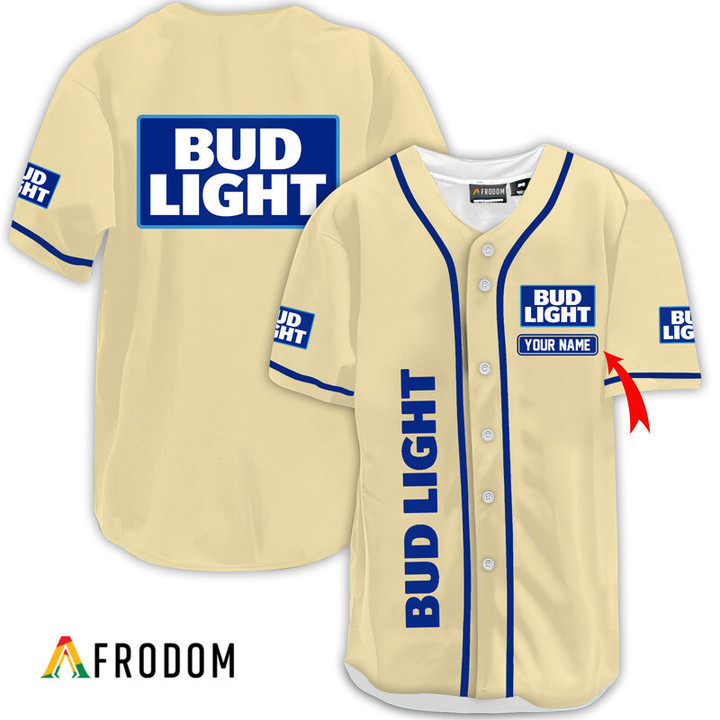 Personalized Bud Light Beige Basic Baseball Jersey