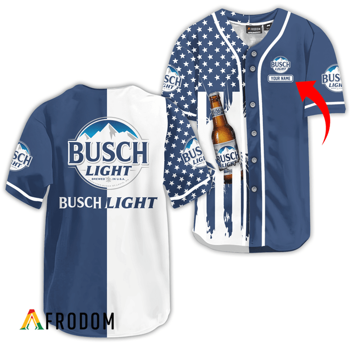 Personalized Busch Light American Flag Baseball Jersey