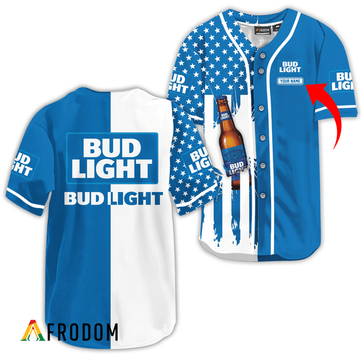 Personalized Bud Light American Flag Baseball Jersey