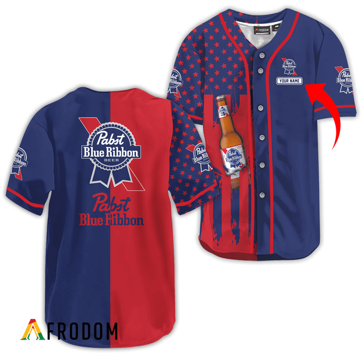 Personalized Pabst Blue Ribbon American Flag Baseball Jersey