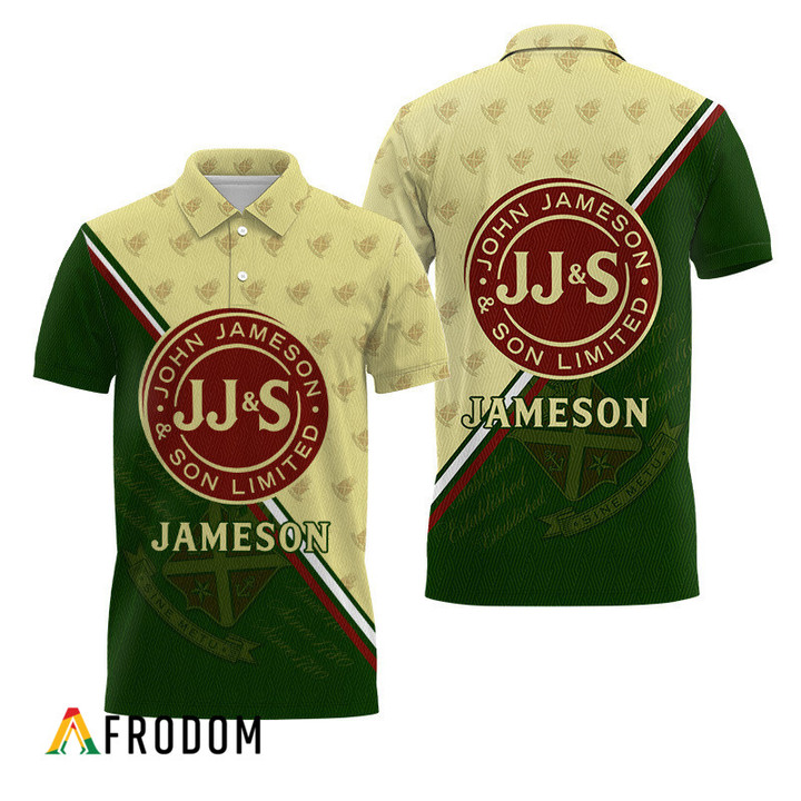Jameson Green and Beige Diagonal Polo Shirt