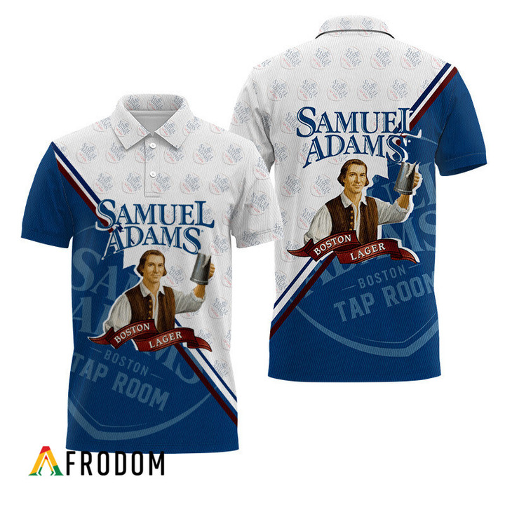Samuel Adams Beer Blue and White Diagonal Polo Shirt