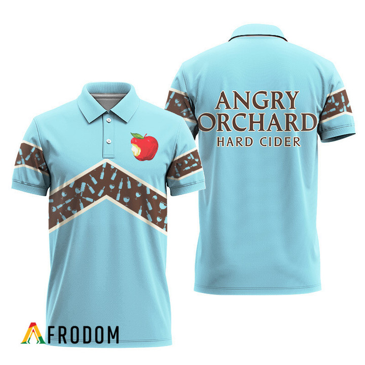 Angry Orchard Blue Wine Pattern Polo Shirt