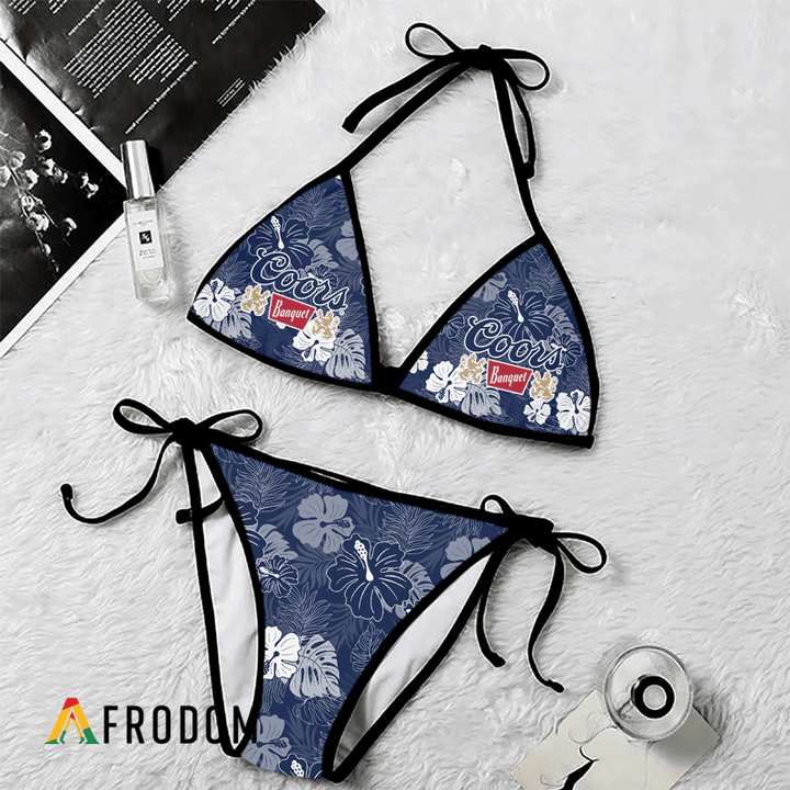 Tropical Floral Coors Banquet Triangle Bikini Set