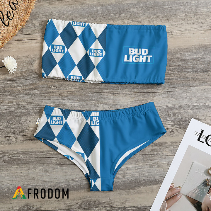 Diamond Split Bud Light Strapless Bandeau Bikini Swimsuit