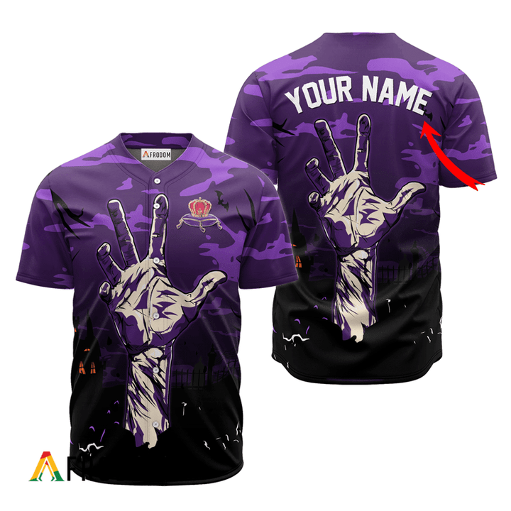 Personalized Crown Royal Halloween Zombie's Hand Baseball Jersey