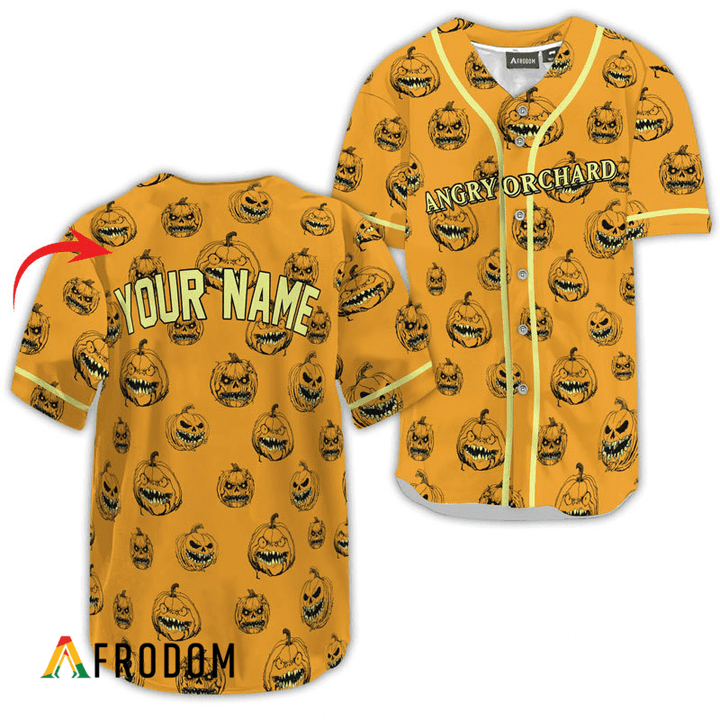 Personalized Angry Orchard Halloween Pumpkin Baseball Jersey