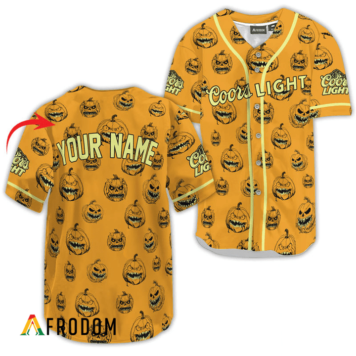 Personalized Coors Light Halloween Pumpkin Baseball Jersey