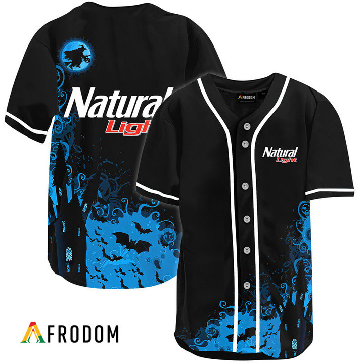 Natural Light Black Halloween Witch Baseball Jersey