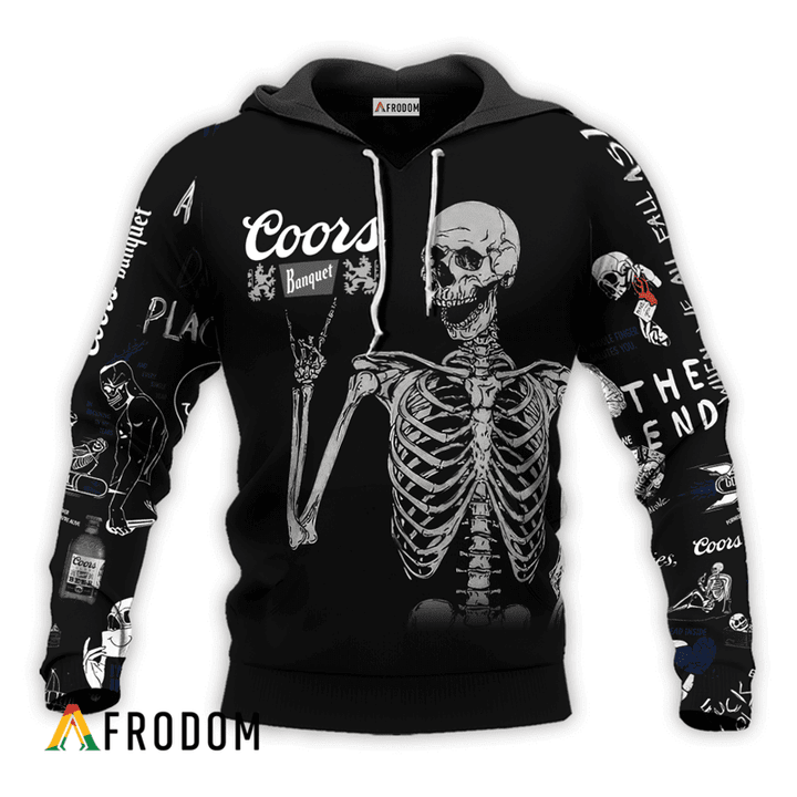 Coors Banquet Rock And Roll Skeleton Skull Hoodie & Zip Hoodie