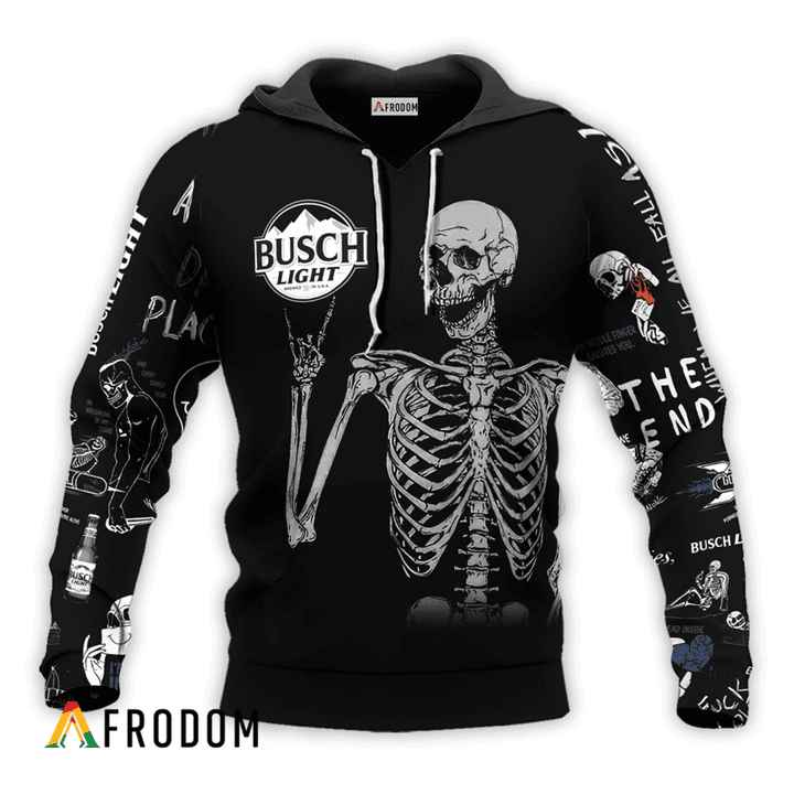 Busch Light Rock And Roll Skeleton Skull Hoodie & Zip Hoodie
