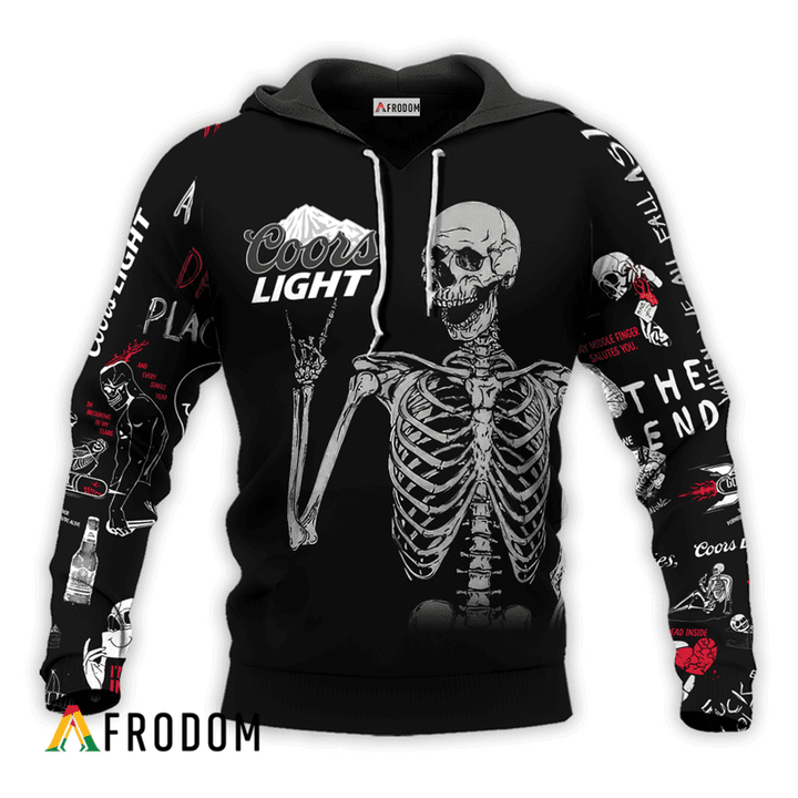Coors Light Rock And Roll Skeleton Skull Hoodie & Zip Hoodie