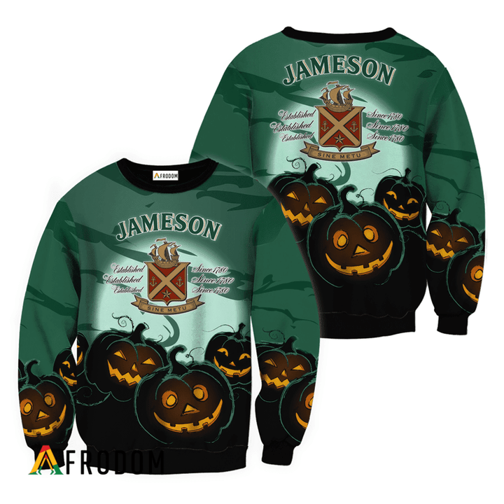 Jameson Irish Whiskey Halloween Night Smiling Pumpkin Sweatshirt