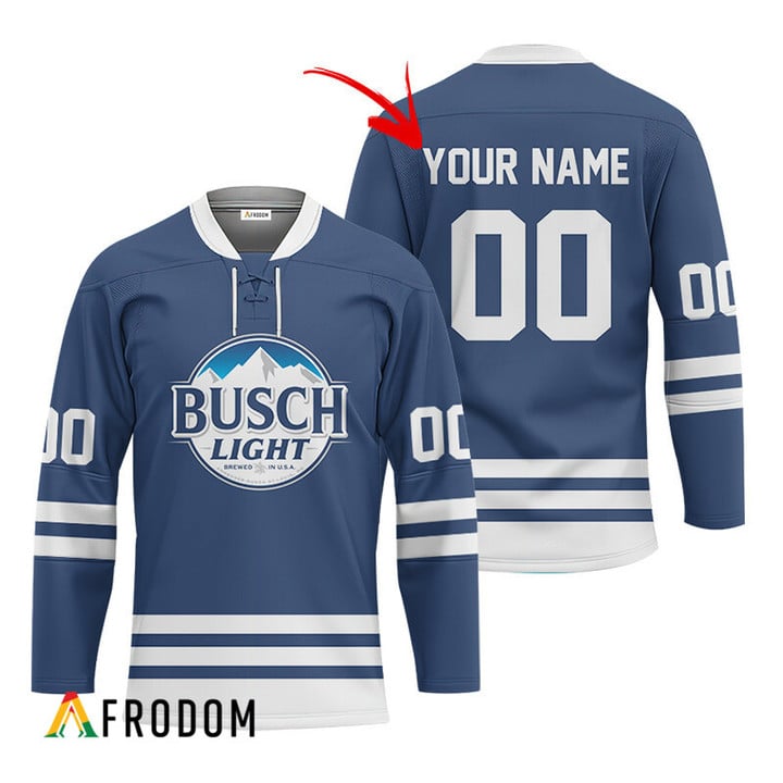 Personalized Busch Light Blue Retro Hockey Jersey