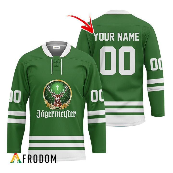 Personalized Jagermeister Green Retro Hockey Jersey