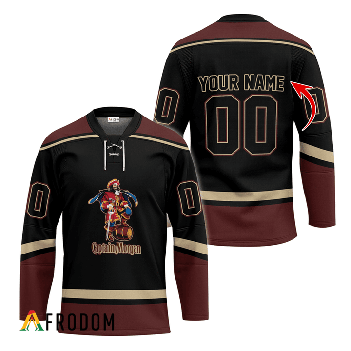 Personalized Captain Morgan Black And Brown Hockey Jersey
