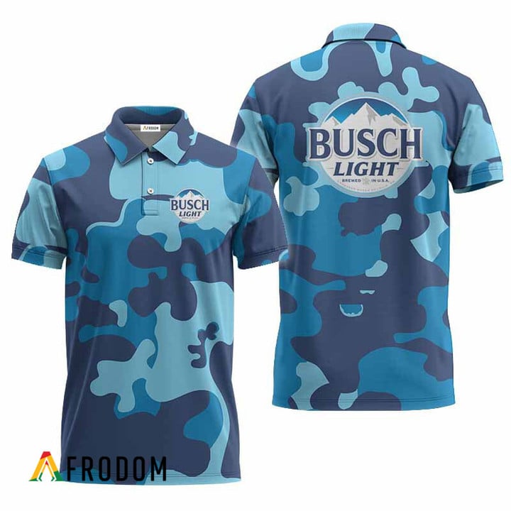 Busch Light Blue Camouflage Polo Shirt