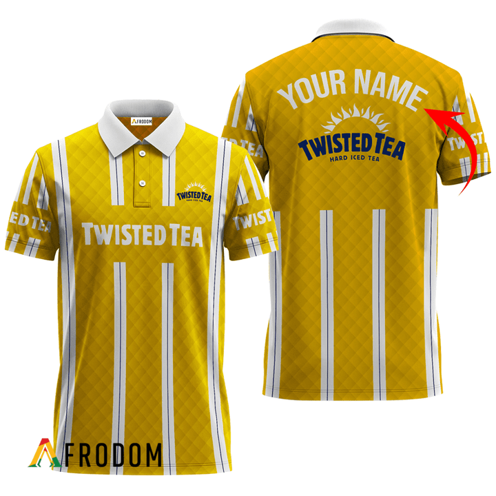 Personalized Twisted Tea Yellow Vintage Striped Polo Shirt