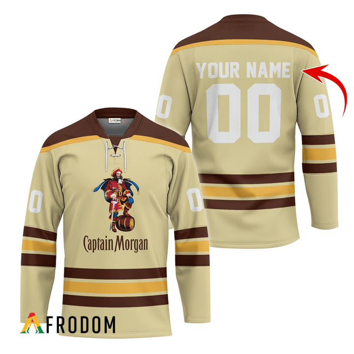 Personalized Captain Morgan Beige Hockey Jersey
