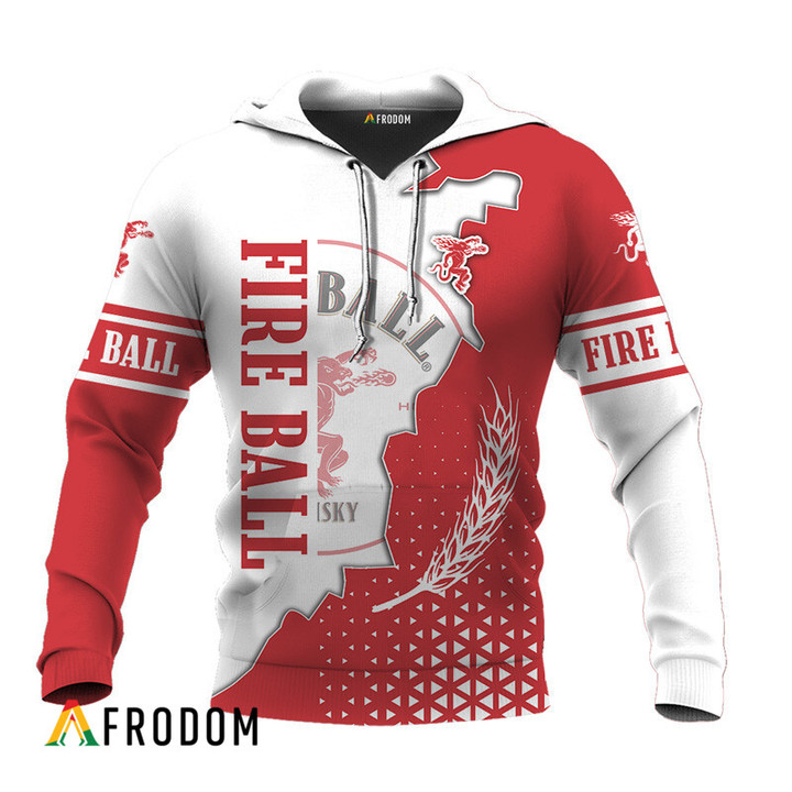 Personalized Fireball Whisky White And Red Cracking Hoodie & Zip Hoodie