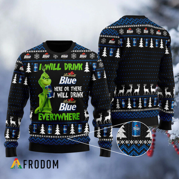 I Will Drink Labatt Blue Everywhere Christmas Ugly Sweater