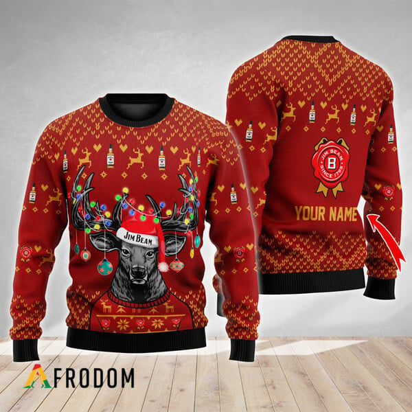 Personalized Reindeer Jim Beam Christmas Ugly Sweater