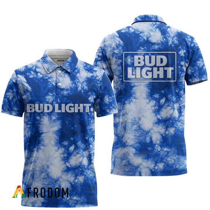 Bud Light Blue Tie-dye Polo Shirt