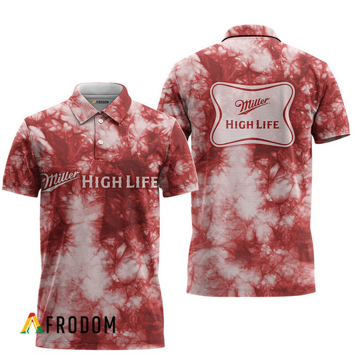 Miller High Life Red Tie-dye Polo Shirt