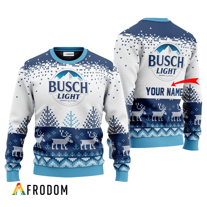 Personalized Busch Light Reindeer Ugly Sweater
