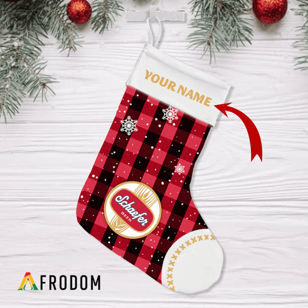 Personalized Gingham Schaefer Beer Christmas Stockings