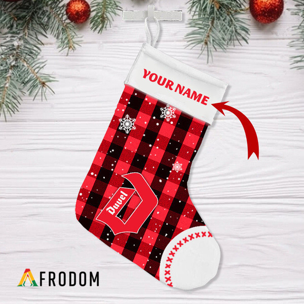Personalized Gingham Duvel Beer Christmas Stockings