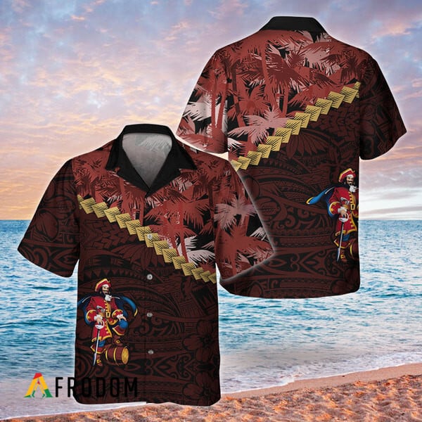 Summer Palm Tree Blend Polynesian Captain Morgan Hawaiian Shirt