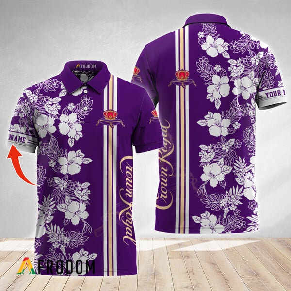 Personalized Tropical Flowers Crown Royal Polo Shirt