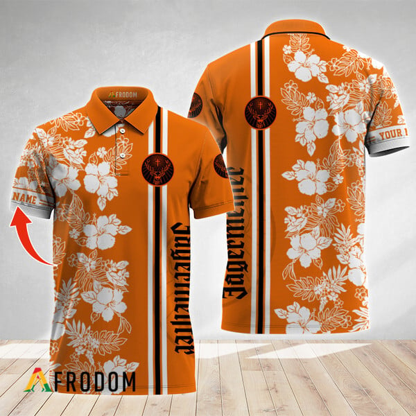 Personalized Tropical Flowers Jagermeister Polo Shirt