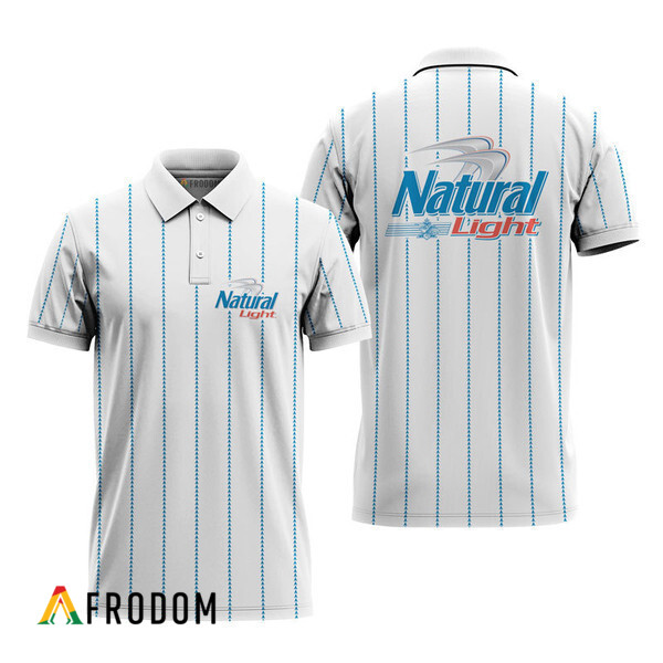 Natural Light White Stripe Pattern Polo Shirt