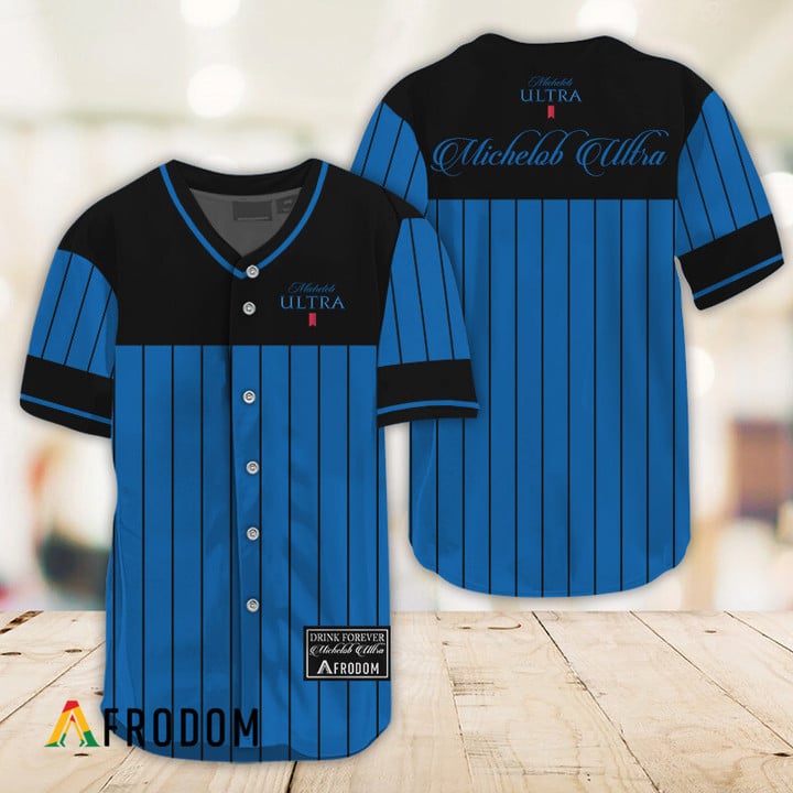 Sleek Black Vertical Striped Michelob ULTRA Baseball Jersey
