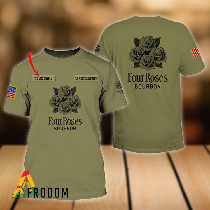 Personalized Military Green Four Roses Bourbon T-shirt
