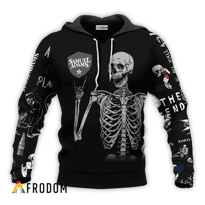 Samuel Adams Rock And Roll Skeleton Skull Hoodie & Zip Hoodie