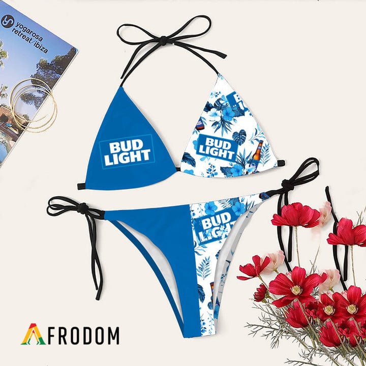 Bud Light Tropical Floral Bikini Set Swimsuit Beach