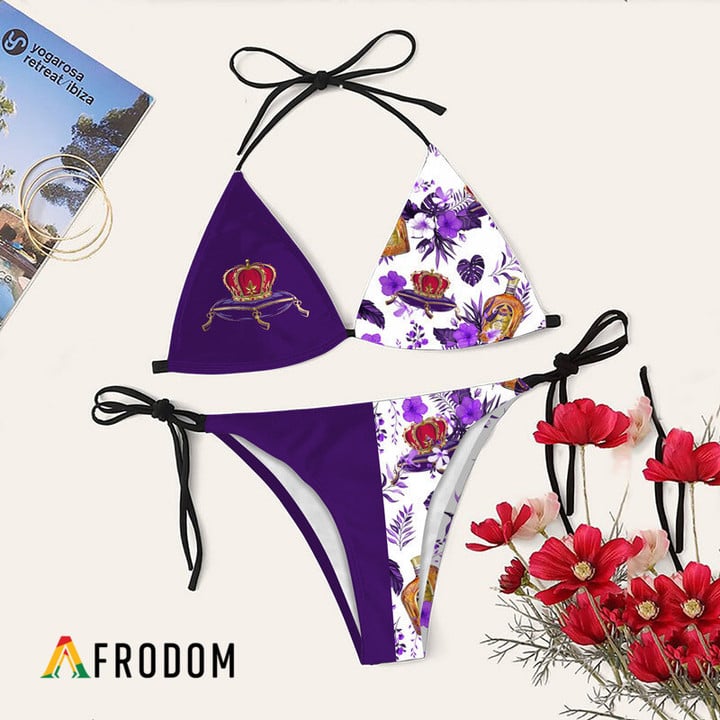 Crown Royal Tropical Floral Bikini Set Swimsuit Beach